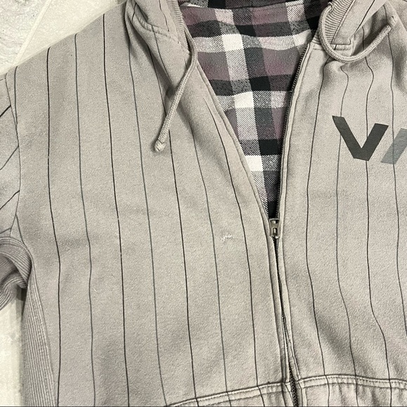 ❌SOLD❌Men's RVCA flannel-lined Zip-up Hoodie - Picture 2 of 8